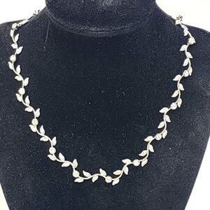 Nadri Silver Plated Floral Leaf Necklace